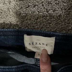 Sezane Pantalon Clara Blue Denim Womens size 36
